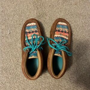 Brown Twisted X with Colorful Pattern